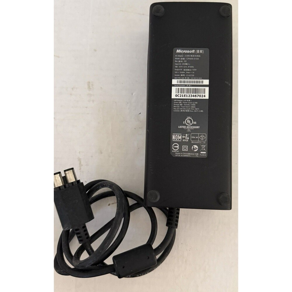Genuine Microsoft Xbox 360 Slim 135W AC Adapter CPA09-010A - Power Brick Only